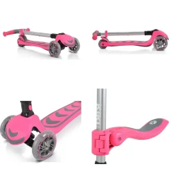 Byox Kinderroller Kiki 2 in 1, Höhe einstellbar, 4 blinkende PU-Räder, klappbar rosa