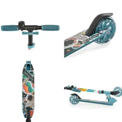 Byox Kinderroller Miracle faltbar LED-PU-Räder ABEC-7 Klingel Höhe einstellbar blau