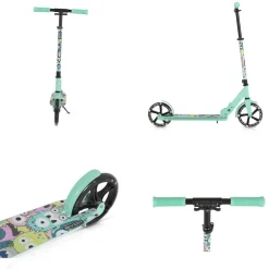 Byox Kinderroller Monster klappbar PU-Räder LED ABEC-7 Ständer bis 100 kg grün