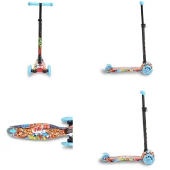 Byox Kinderroller Rapture, Aluminium Scooter mit LED-Rädern, Wassertransferdruck blau