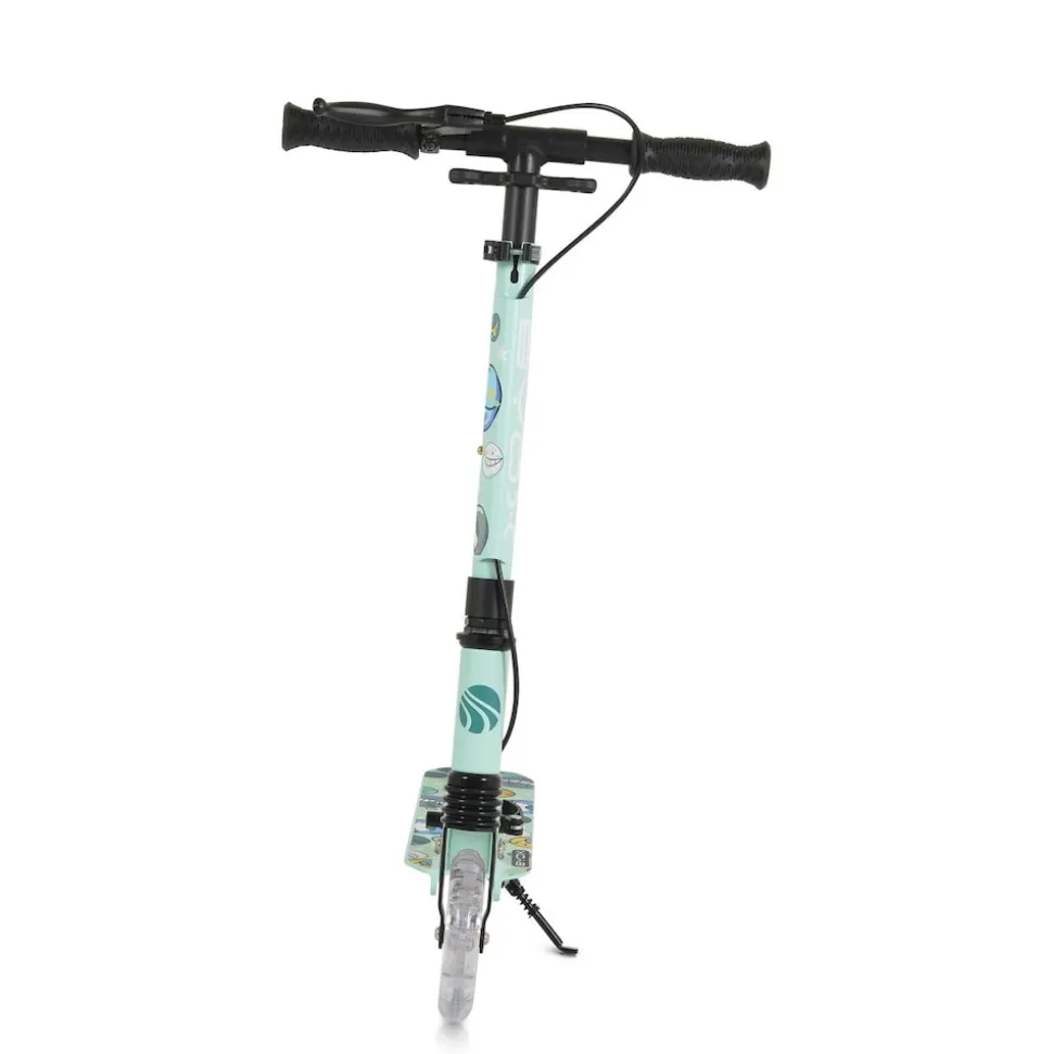 Byox Kinderroller Snazzy faltbar Hinterradbremse Seitenständer LED-Räder 100 kg grün