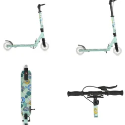 Byox Kinderroller Snazzy faltbar Hinterradbremse Seitenständer LED-Räder 100 kg grün