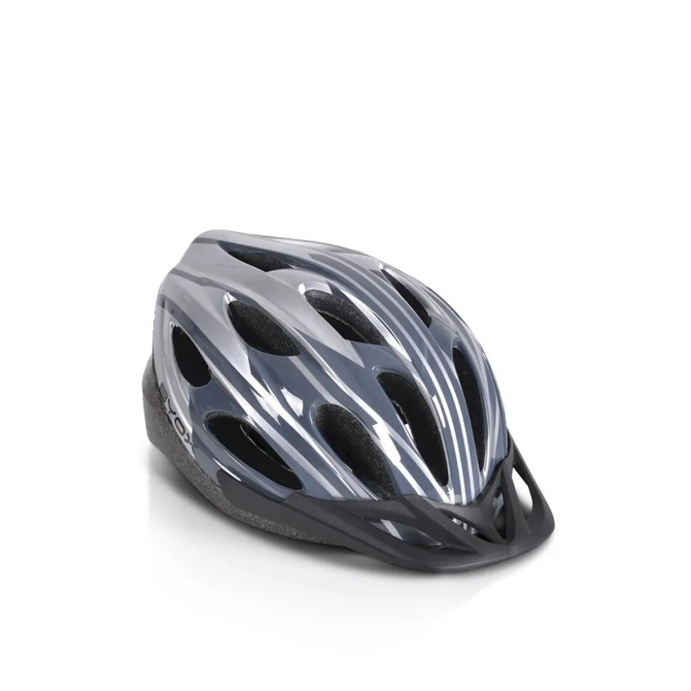Byox Kinder Schutzhelm Y02, 17 Löcher, Größe M, einstellbar 54-58 cm, LED-Licht grau