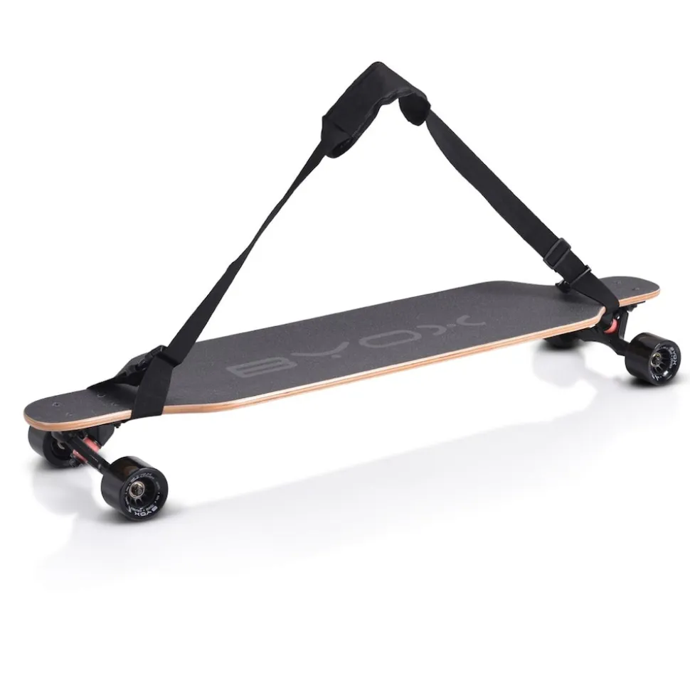 Byox Kinder Skateboard Longboard 41 Zoll, PU Rollen, ABEC-11, Gurt, bis 100 kg schwarz