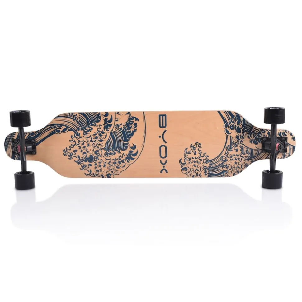 Byox Kinder Skateboard Longboard 41 Zoll, PU Rollen, ABEC-11, Gurt, bis 100 kg schwarz
