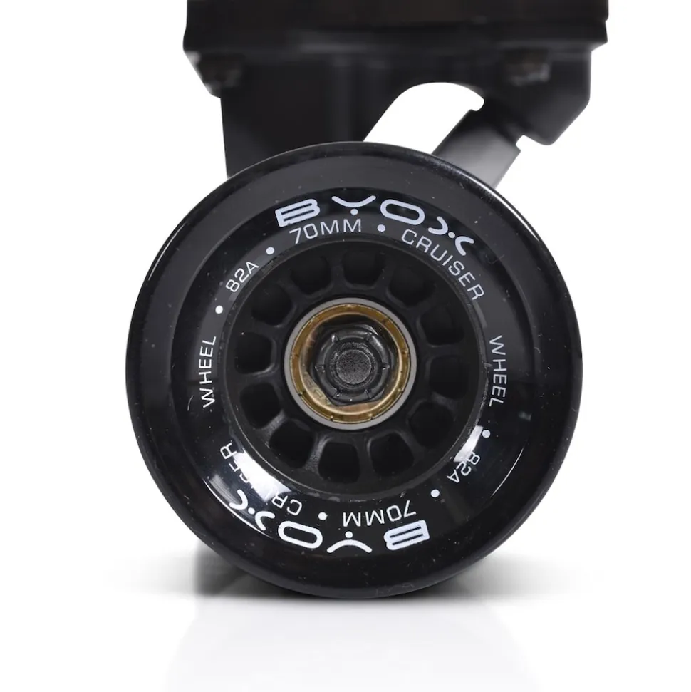 Byox Kinder Skateboard Longboard 41 Zoll, PU Rollen, ABEC-11, Gurt, bis 100 kg schwarz