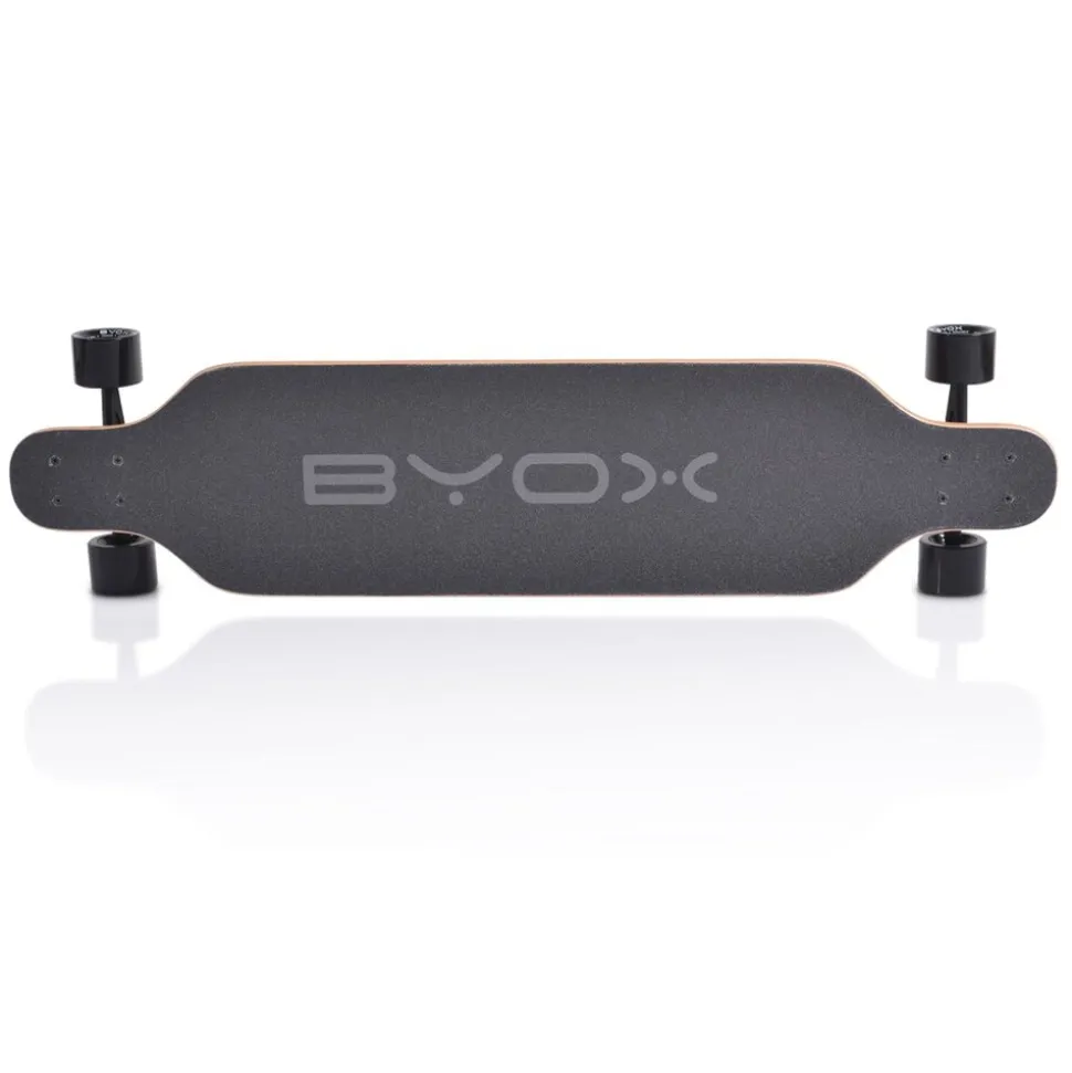 Byox Kinder Skateboard Longboard 41 Zoll, PU Rollen, ABEC-11, Gurt, bis 100 kg schwarz