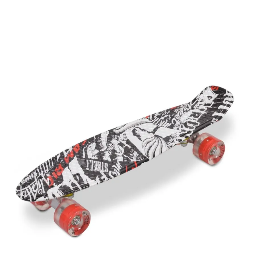 Byox Kinder Skateboard 22" Skull 85A PU LED Rollen ABEC 7 Lager Aluminium-Achsen rot