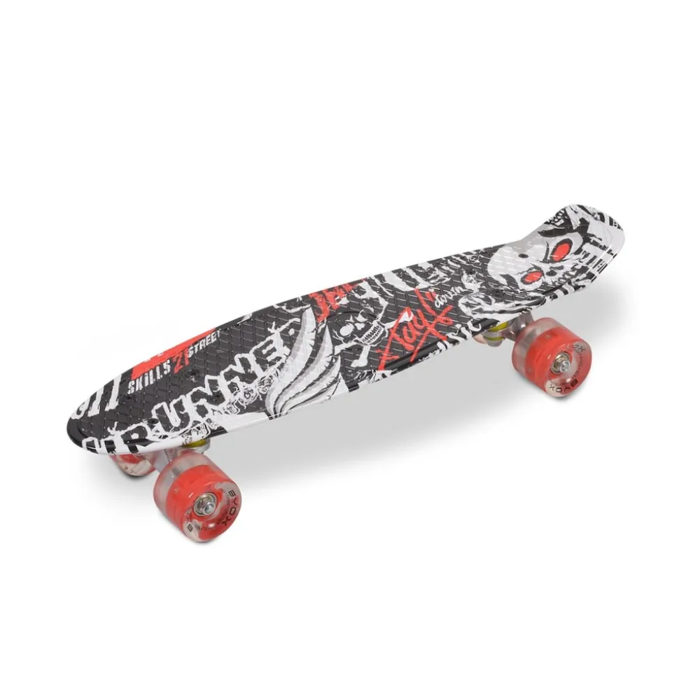 Byox Kinder Skateboard 22" Skull 85A PU LED Rollen ABEC 7 Lager Aluminium-Achsen rot