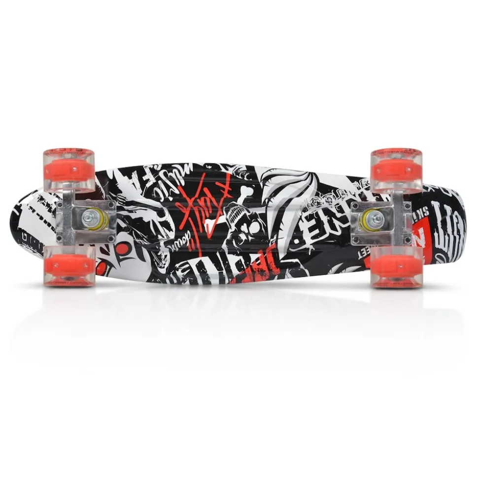 Byox Kinder Skateboard 22" Skull 85A PU LED Rollen ABEC 7 Lager Aluminium-Achsen rot