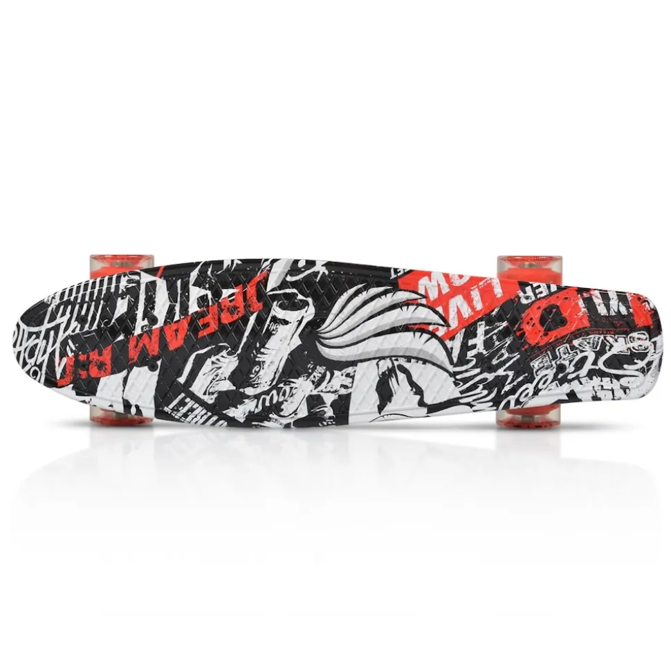 Byox Kinder Skateboard 22" Skull 85A PU LED Rollen ABEC 7 Lager Aluminium-Achsen rot
