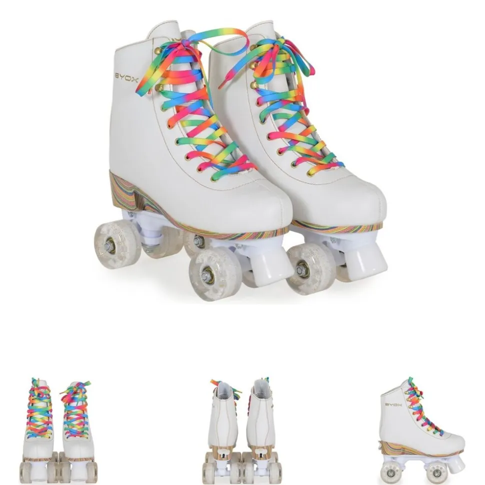 Byox Rollschuhe Donna weiß, PU-Rollen mit Glitzer, ABEC-5 Lager, versch. Größen Gr. 27-30