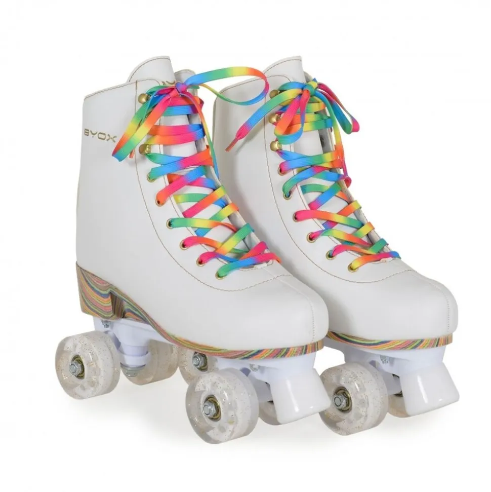 Byox Rollschuhe Donna weiß, PU-Rollen mit Glitzer, ABEC-5 Lager, versch. Größen Gr. 27-30