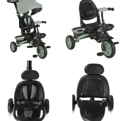 Byox Tricycle Explore 3 in 1 Dreirad umkehrbarer Sitz Schiebegriff Körbe Pedale hellgrün