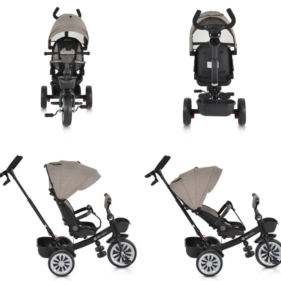 Byox Tricycle Space 3 in 1 Dreirad Getränkehalter, Korb, Schiebegriff, EVA-Räder beige