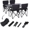 Campingset MCW-Q39, Tisch 4x Stuhl Klappstuhl Anglerstuhl faltbar, Metall Stoff ~ schwarz