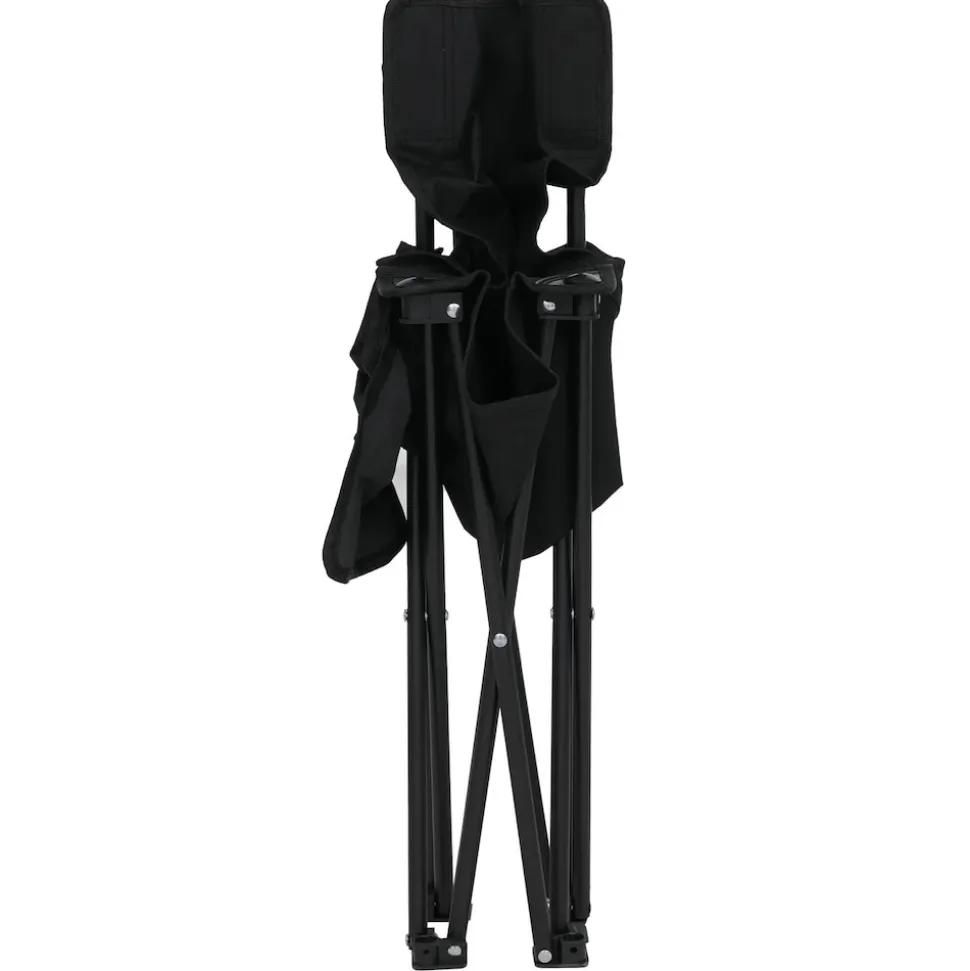 Campingset MCW-Q39, Tisch 4x Stuhl Klappstuhl Anglerstuhl faltbar, Metall Stoff ~ schwarz
