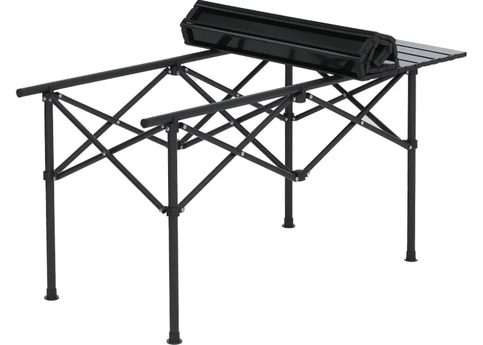 Campingset MCW-Q39, Tisch 4x Stuhl Klappstuhl Anglerstuhl faltbar, Metall Stoff ~ schwarz