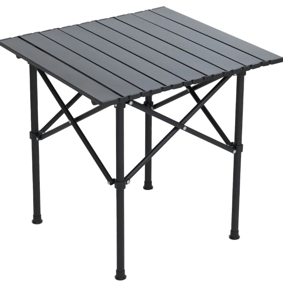 Campingset MCW-Q39, Tisch 2x Stuhl Klappstuhl Anglerstuhl faltbar, Metall Stoff ~ schwarz