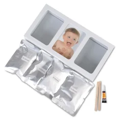 Cangaroo Baby Gipsabdruck 3D Hand- und Fußabdruckset, Fotorahmen aus Holz weiß