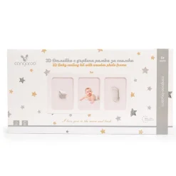 Cangaroo Baby Gipsabdruck 3D Hand- und Fußabdruckset, Fotorahmen aus Holz weiß