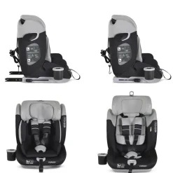 Cangaroo Kindersitz Force i-Size (76-150cm) Isofix, Getränkehalter, Top Tether grau
