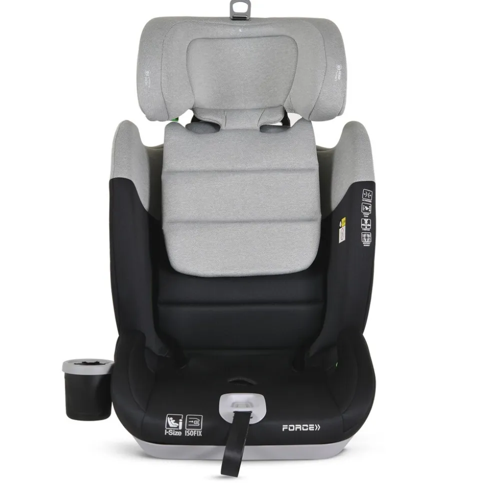 Cangaroo Kindersitz Force i-Size (76-150cm) Isofix, Getränkehalter, Top Tether grau