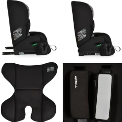 Cangaroo Kindersitz Trip i-Size (76-150cm) Isofix verstellbare Kopfstütze Gurt grau