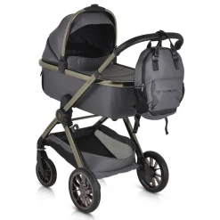 Cangaroo Kinderwagen 2 in1 iClick klappbar, Wickeltasche, Sportsitz, Babywanne grau