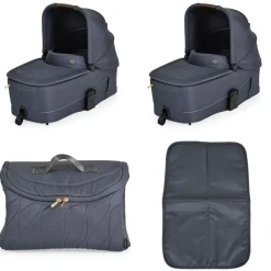 Cangaroo Kombikinderwagen Celebrity 2 in 1 Stoßdämpfer PU-Rollen Wickeltasche dunkelgrau