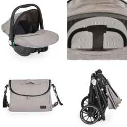 Cangaroo Kombikinderwagen 3 in 1 Christiano Babywanne Babyschale klappbar Tasche beige
