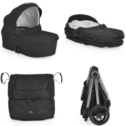 Cangaroo Kombikinderwagen Unique 3 in 1 Babyschale Stoßdämpfer PU-Räder Tasche schwarz