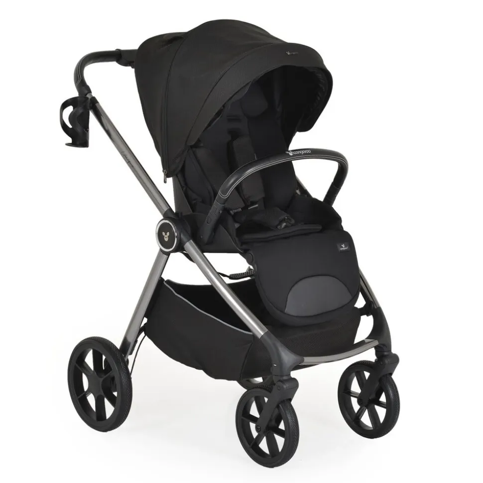 Cangaroo Kombikinderwagen Unique 3 in 1 Babyschale Stoßdämpfer PU-Räder Tasche schwarz