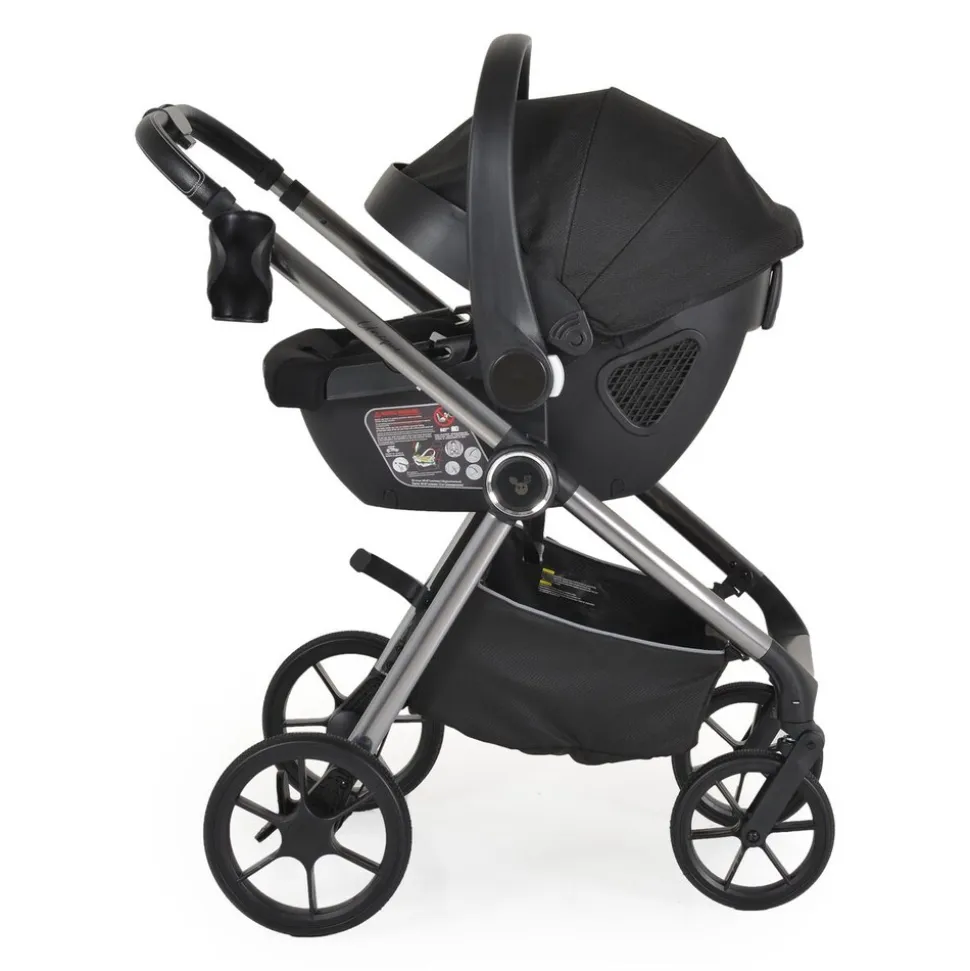 Cangaroo Kombikinderwagen Unique 3 in 1 Babyschale Stoßdämpfer PU-Räder Tasche schwarz