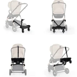 Cangaroo Trittbrett Follow me faltbar, universelle Montage, Kinderwagenaufsatz schwarz