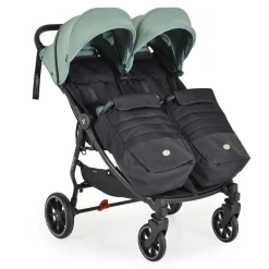 Cangaroo Zwillingskinderwagen 2Gether, Fußabdeckungen, Aluminiumrahmen, faltbar grün