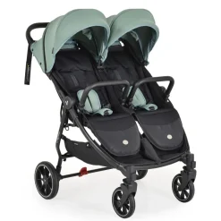 Cangaroo Zwillingskinderwagen 2Gether, Fußabdeckungen, Aluminiumrahmen, faltbar grün