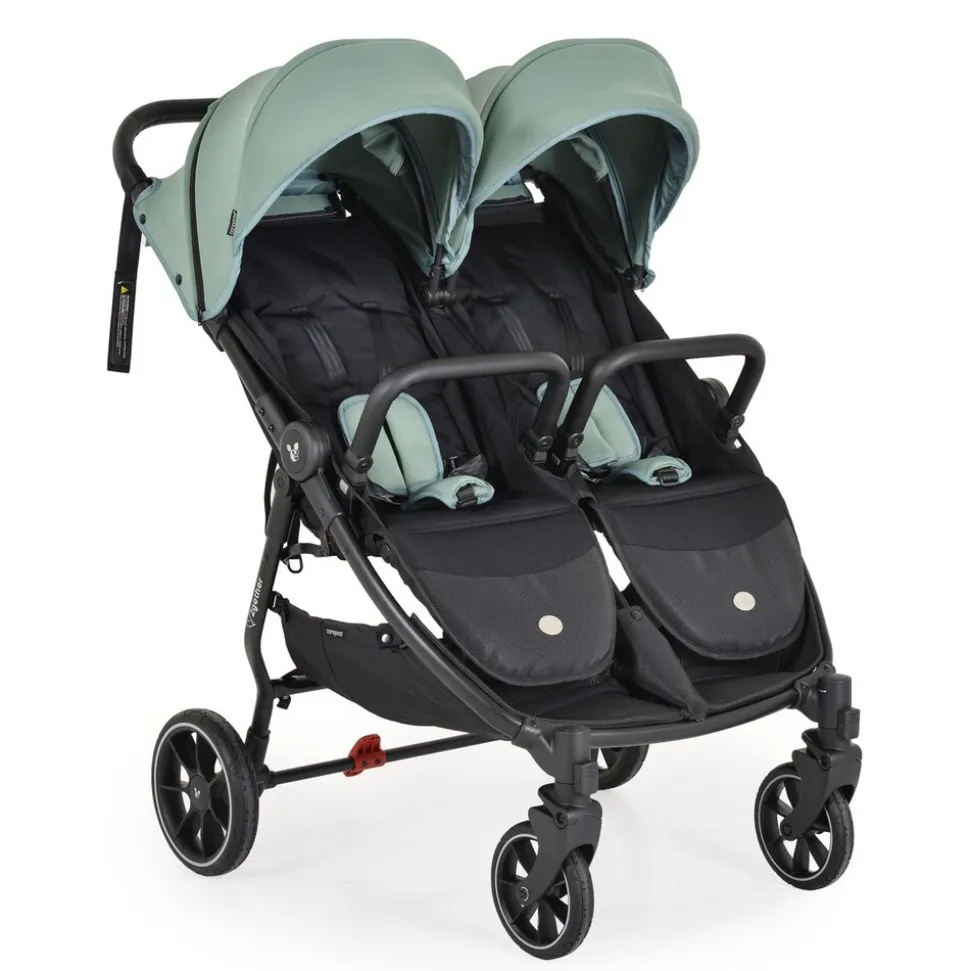 Cangaroo Zwillingskinderwagen 2Gether, Fußabdeckungen, Aluminiumrahmen, faltbar grün