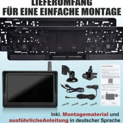 CARMATRIX DUO HD Solar Funk Rückfahrkamera mit 5" Monitor Rückfahrsystem für Front und Heck