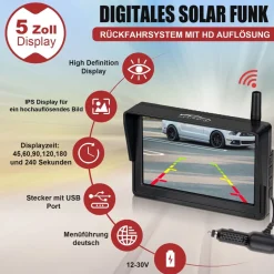 CARMATRIX DUO HD Solar Funk Rückfahrkamera mit 5