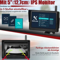 CARMATRIX DUO HD Solar Funk Rückfahrkamera mit 5