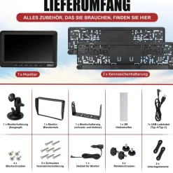 CARMATRIX DUO Solar Rückfahrsystem 7" Monitor HD Einparkhilfe für Wohnmobil, Nutzfahrzeug, Transporter
