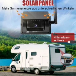 CARMATRIX Funk WLAN Solar Rückfahrkamera mit Magnet KI Personenerkennung mit APP