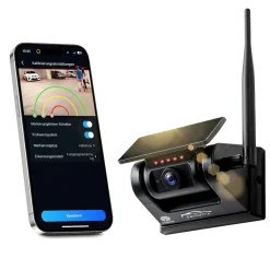 CARMATRIX Funk WLAN Solar Rückfahrkamera mit Magnet KI Personenerkennung mit APP