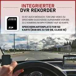 CARMATRIX HD Funk Rückfahrsystem Digital für LKW Wohnmobil Auto Transporter 7" Monitor mit Aufnahmefunktion, Mikrofon 2 Kameras