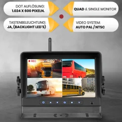 CARMATRIX HD Funk Rückfahrsystem Digital für LKW Wohnmobil Auto Transporter 7