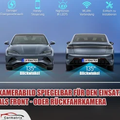 CARMATRIX Solar Auto WLAN Rückfahrkamera KI Personenerkennung
