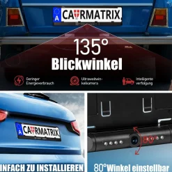 CARMATRIX Solar Auto WLAN Rückfahrkamera KI Personenerkennung