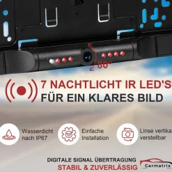 CARMATRIX Solar Auto WLAN Rückfahrkamera KI Personenerkennung