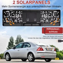 CARMATRIX Solar Funk Rückfahrkamera im Kennzeichen mit Monitor Rückfahrsystem Auto